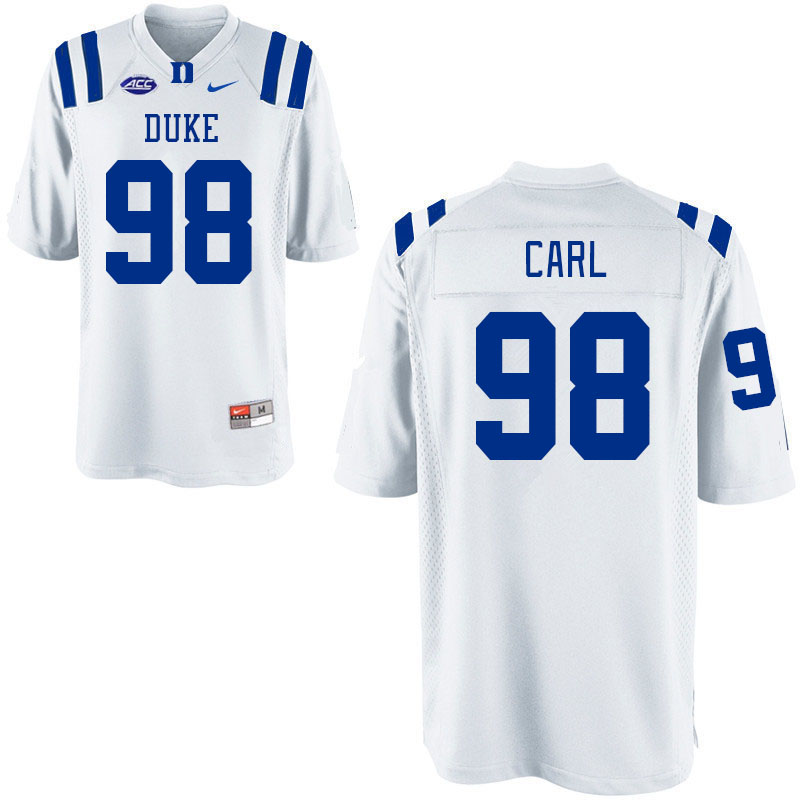 Men #98 Jaylen Carl Duke Blue Devils College Football Jerseys Stitched-White